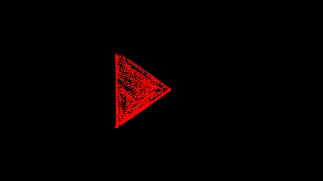 Animated red hand-drawn media player icon, dynamically sketching the play, stop, pause, and skip controls in a rough doodle style.
