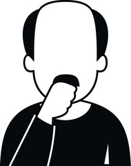 Man covering mouth with hand while coughing or sneezing, showing a symptom of illness