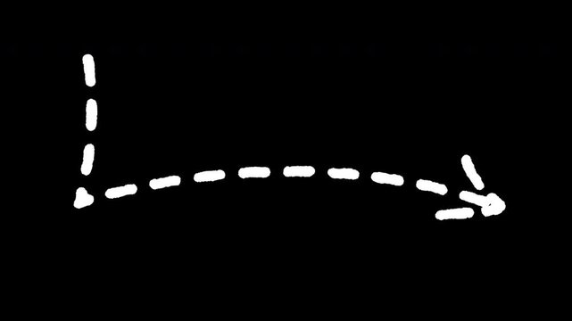 Animated Black Arrow Mark Dotted Line. Cartoon Directional Pointer with Ink Effect for Highlighting Important Objects and Attention Grabbing
