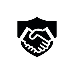 Fototapeta premium Shield and Handshake Symbol for Reliability Trust and Corporate Partnership On white Background Vector illustration
