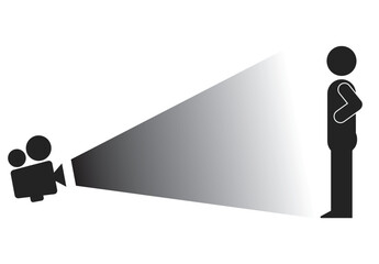 Isolated illustration silhouette stick figure camera angle from below for illustration photography in shooting techniques