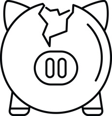 Broken piggy bank showing financial crisis, debt, and lost savings concept