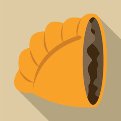 Empanada pastry with filling, showing a flat design icon