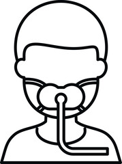 Person wearing a nasal cannula for respiratory support and medical treatment