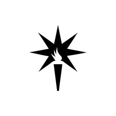 Obraz premium Torch Logo Creating Star Shape with Negative Space for Inspiration Concept On white Background Vector illustration