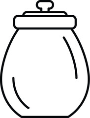 Empty glass jar with a lid as a kitchenware line art icon