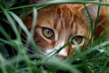 Cat in Grass Outdoor Nature