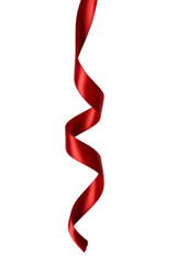 Red Satin Ribbon Spiral on White Isolated on Background