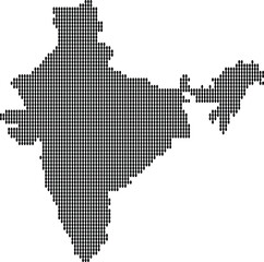 Black doted Map of India vector with white background