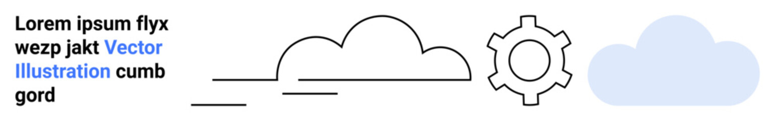Cloud and gear with minimal lines, emphasizing innovation, sync, and technology. Ideal for tech startups, cloud computing, automation, innovation, app design development simple landing page
