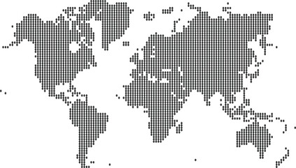 Black doted Map of world vector with white background