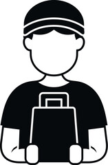 Courier person delivering package, online shopping service concept