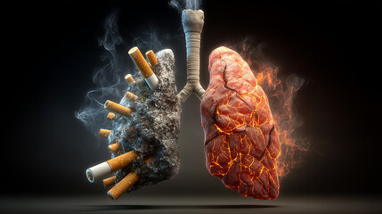 Smoky toxic lungs representing smoking danger