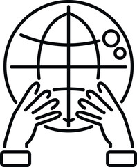 Hands holding terrestrial globe symbolizing global protection and care