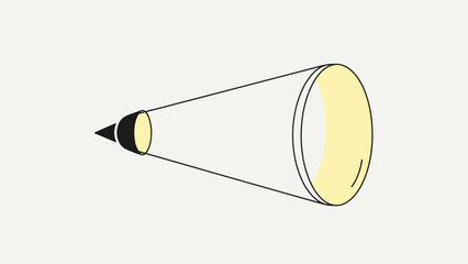 Spotlight cone illustration simple vector graphic for search and discovery concepts isolated on ligh