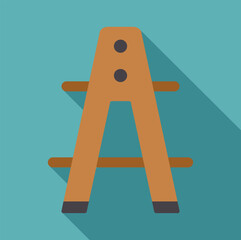 Brown wooden stepladder offering tool for renovation and climbing in illustration graphic