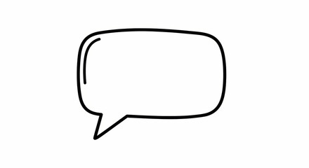 Fototapeta premium Simple black line drawing of a speech bubble on a white background