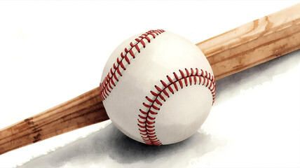 野球のボールとバットのイラスト