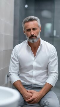 Hidden affliction: gentleman struggles with prostatic growth, genital infection, urinary complication, painful symptom, health adversity, continuous swelling, masculine ailment, internal tension,