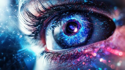 Close up of human eye with digital effects