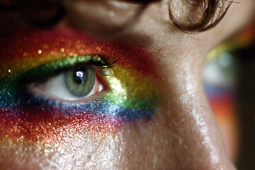 Celebrating achievement with vibrant pride and shining eyes during a colorful event Generative AI