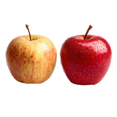 Fresh Red and Green Apples Selection, Quality Comparison Concept on White Background