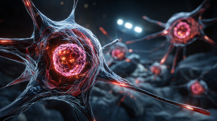 Cancer Cell Oncology Research Concept Gene Therapy for Cancer Treatment Concept Cancer therapy with T-cell Cure Oncology heal remission 3D rendering