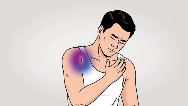 Shoulder Pain: Animated Sequence Depicting Discomfort, Injury, and Physical Distress Symptoms