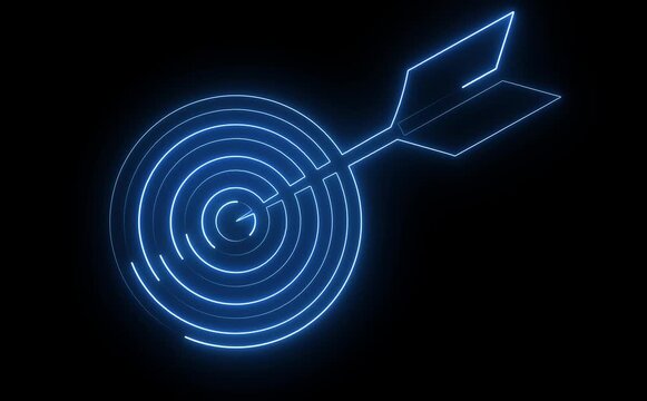Abstract neon target icon animation on black background.
