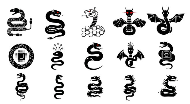 Unleash your creative vision with these striking snake designs, perfect for logos, tattoos, or edgy digital art projects, showcasing power and mystery