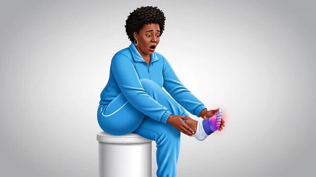 Woman Experiencing Ankle Pain and Discomfort With Conceptual Artistic Representation