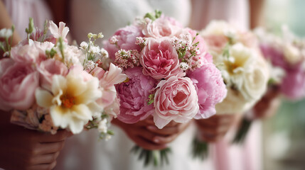 Elegante Brautstr&auml;u&szlig;e in Pastellfarben bei einer modernen Hochzeit