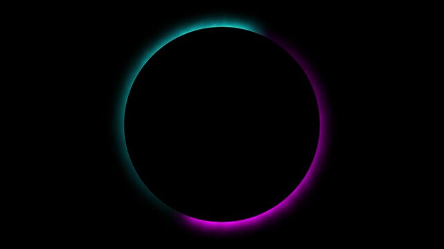 Smooth circular border animation featuring glowing lines that rotate and pulse with purple and blue color