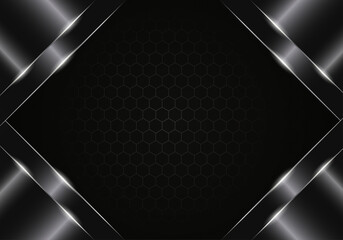 Sleek Dark Hexagonal Grid Background with Luminous Metallic Borders