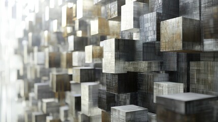 Abstract cubes floating in space display