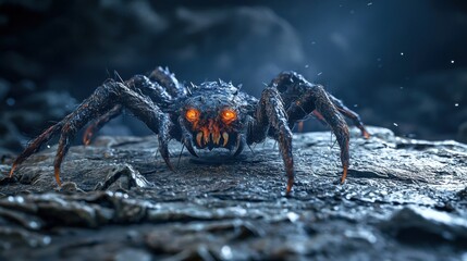 Giant spider with glowing eyes