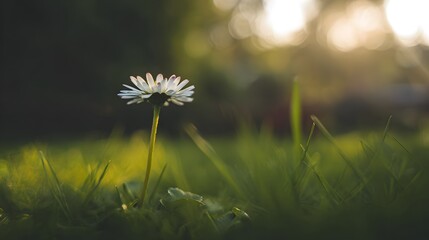 Serene white daisy blooms bathed in soft morning light a peaceful meadow scene