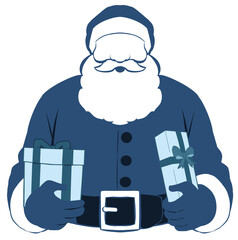 プレゼントを両脇に抱えた大柄なサンタクロース