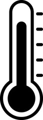 温度計のシンプルなモノクロアイコン。気温の計測。