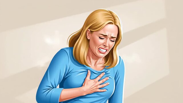 Woman Experiencing Chest Pain Symbolizing Heart Attack Or Other Potential Medical Crisis