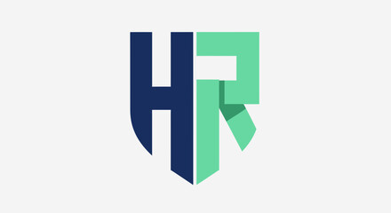 Obraz premium Abstract Geometric HR Logo Design in Bold Shades Perfect For Branding Purposes