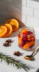 Festive Kitchen Counter Scene with Cranberry Orange Jam 