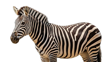 Fototapeta premium Zebra Standing Isolated on White Background