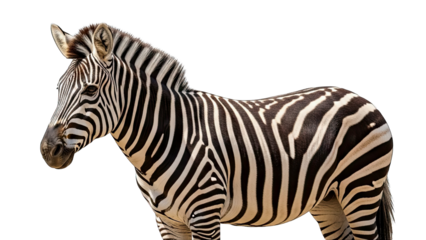 Zebra Standing Isolated on White Background