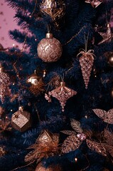 Christmas tree with golden ornaments