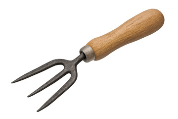 Obraz premium Gardening hand fork tool with wooden handle