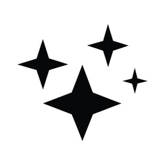 Black and white star icon set, a graphic design element for web symbol or Christmas decoration
