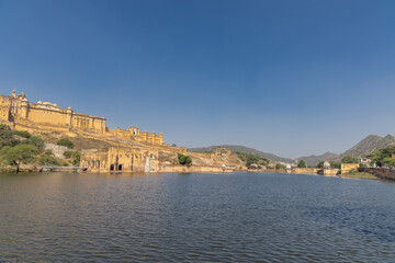 View of Amber or Amer Fort, Jaipur from across the lake