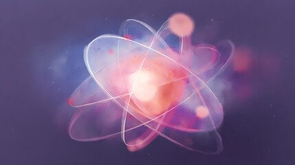 Abstract atom illustration showcasing creative scientific concepts and gentle glowing energy design