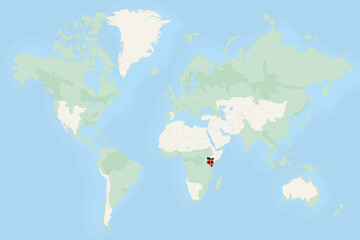 Kenya Highlighted on World Map with National Flag. Kenya Map and Flag.